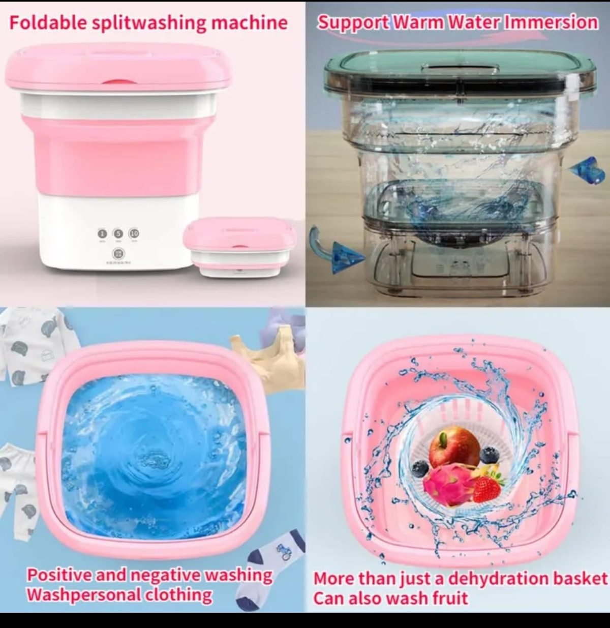 Gurjas Fancy Kitchen 0.8Kg Portable Foldable Mini Top Loading Washing Machine with Spinner and Dryer for Baby Clothes Semi Automatic Bucket Washer with Modes for Travel, Home & Multipurpose - Image 6
