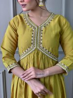 Naixa Women's Viscose Silk Embroidered Flared Kurta with Pant and Dupatta Sets (S-Garima) - Image 5