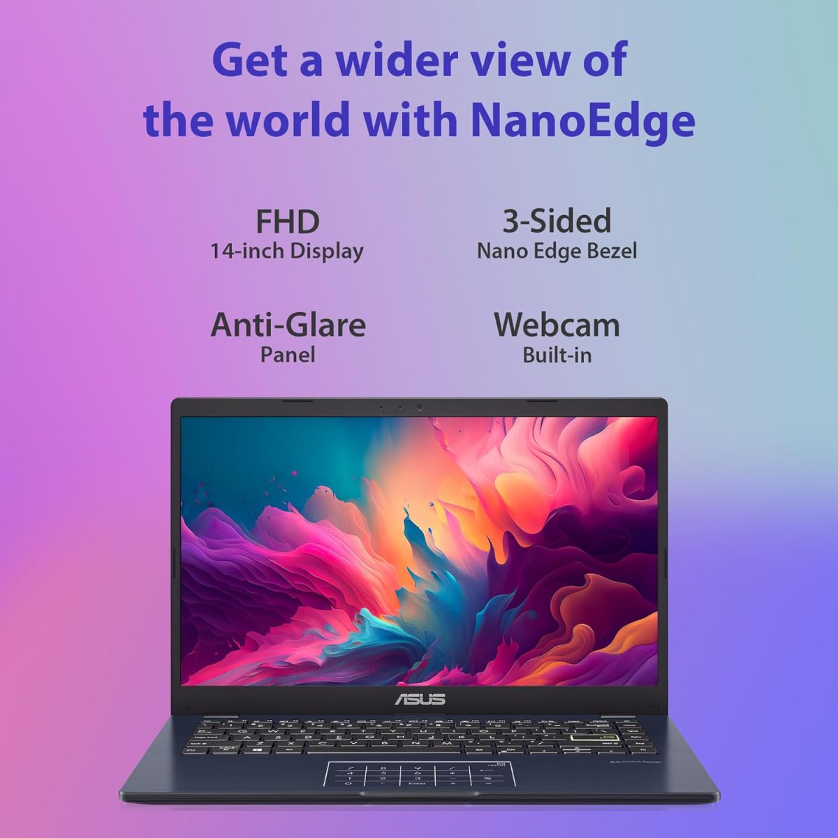 ASUS Vivobook Go 14 (2023), 14" (35.56 cm) FHD (1920 x 1080) 16:9, Intel Celeron N4500, Thin and Light Laptop (8GB RAM/256GB SSD/Integrated Graphics/Windows 11 Home/Black/1.3 Kg), E410KA-EK013W - Image 2