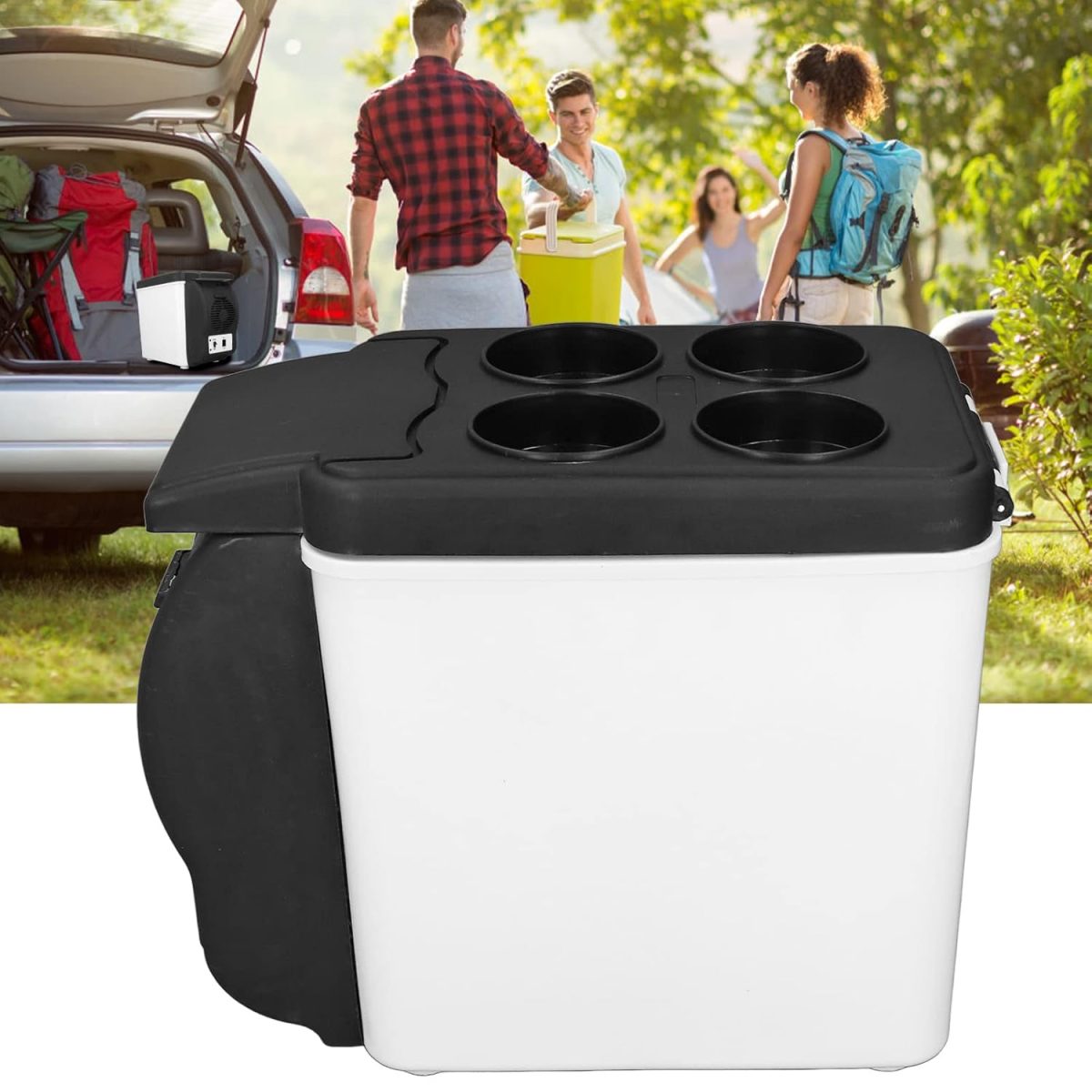 Hot and Cold Refrigerator, 12V Car Refrigerator Low Power Consumption Hot Cold Dual-Purpose PVC Material 6L Large Capacity 37W 12V for Cosmetics for - Image 2