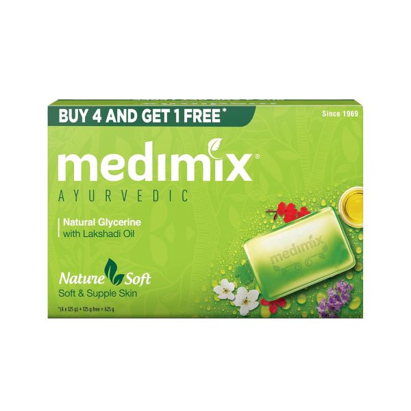 Medimix Ayurvedic Natural Glycerine Bathing Bar, 125 g (4 + 1 Offer Pack)