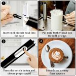 Zuvexa Rechargeable Handheld Milk Frother - 3-Speed Electric Foam Maker for Coffee with 2 Whisks and Coffee Decoration Tool, Coffee Frother Mixer, Stand-up Design, for Cream, Latte, Cappuccino - Image 8