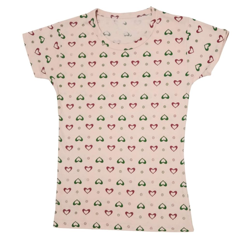 IndiWeaves Girls Cotton Half Sleeve Printed T-Shirt (Peach,14-16 Years)
