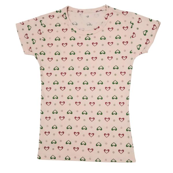 IndiWeaves Girls Cotton Half Sleeve Printed T-Shirt (Peach,14-16 Years)