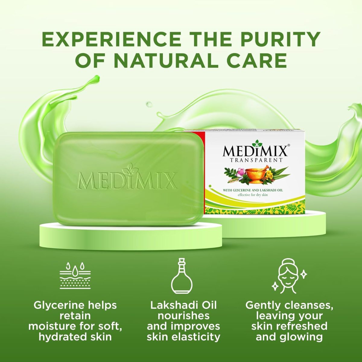 Medimix Transparent Ayurvedic Traditionally Made Bathing Bar Soap 125g (Pack of 4) | Infused with Glycerine and Lakshadi Oil | Effective for Dry Skin - Image 2