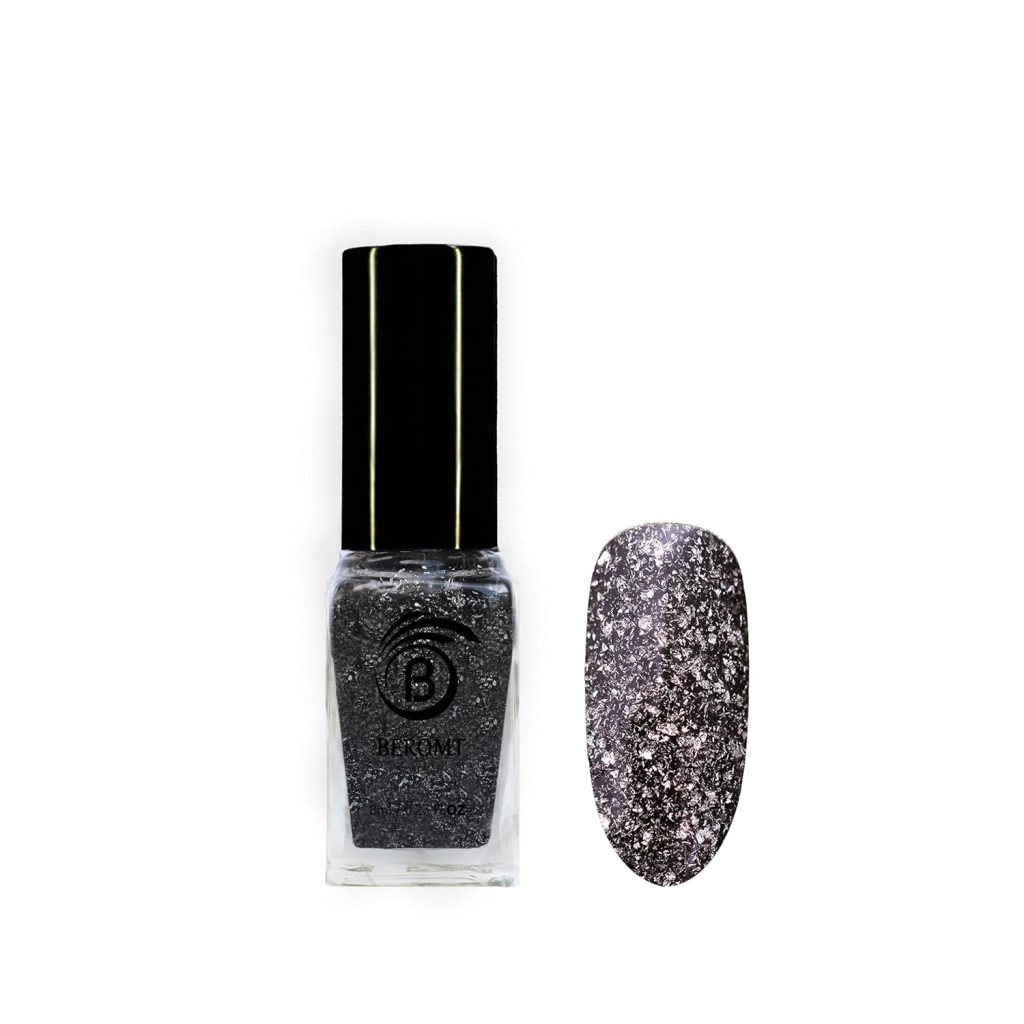 Beromt Ocean Eye Crushed Metallic Foils Nail Polish, Glitter Nail Paint, Nail Art, Flakie Polish Colors, Best Gel Effect, High-Shine Long Lasting Non-Toxic Professional Nail Polish, 8ml-03