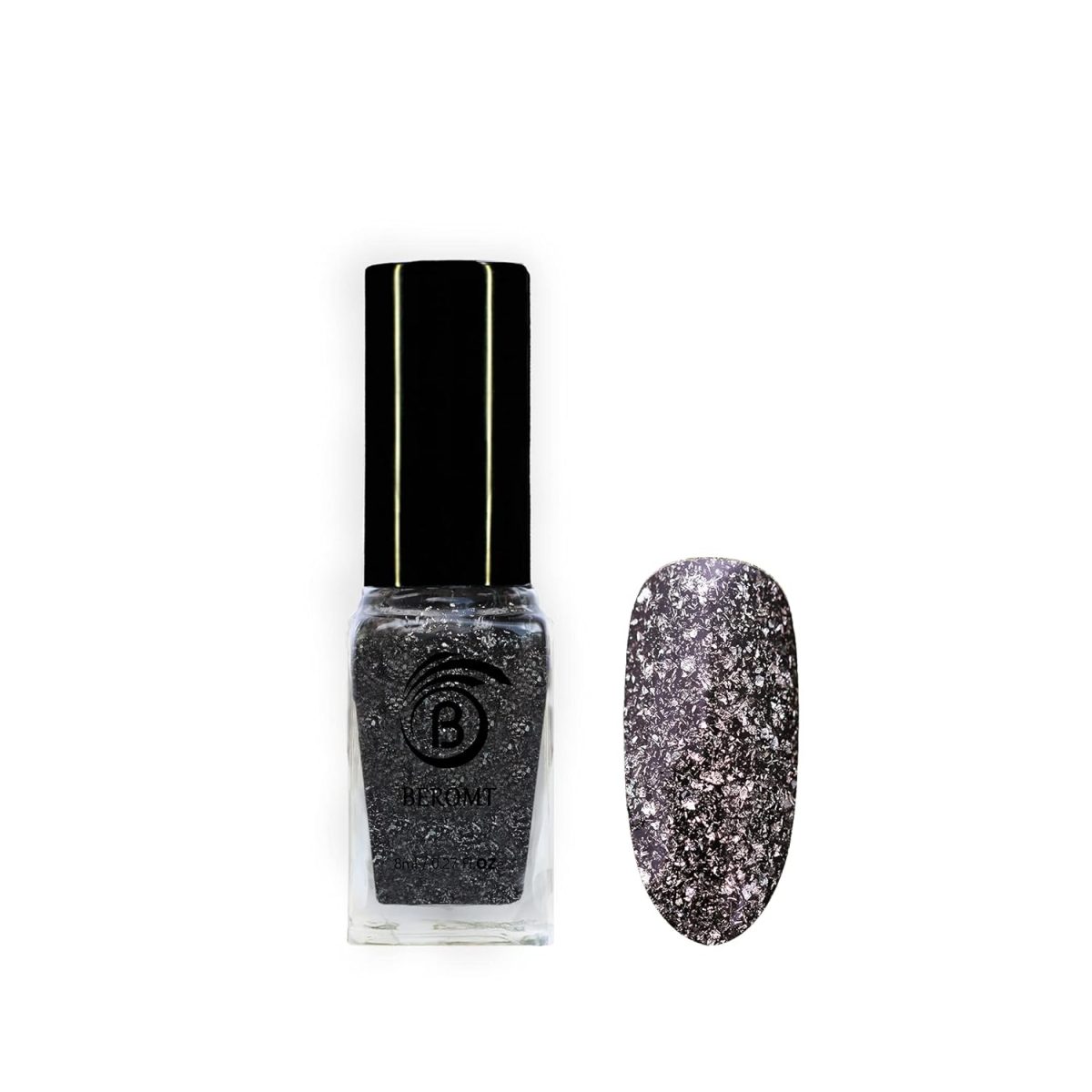 Beromt Ocean Eye Crushed Metallic Foils Nail Polish, Glitter Nail Paint, Nail Art, Flakie Polish Colors, Best Gel Effect, High-Shine Long Lasting Non-Toxic Professional Nail Polish, 8ml-03