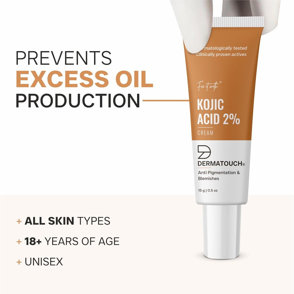 DERMATOUCH Kojic Acid 2% Cream | Non-greasy | For Pigmentation, Blemishes and Dark Spots reduction - 15G - Image 5