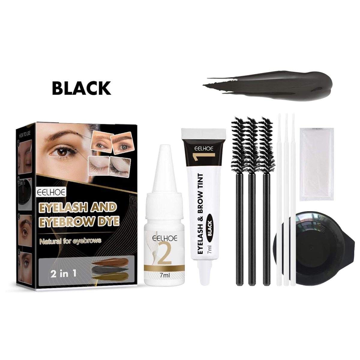 CALANDIS Professional Eyelash Eyebrow Dye Tint Gel Oil Proof Eyebrow Tinting Kit Black - Image 4