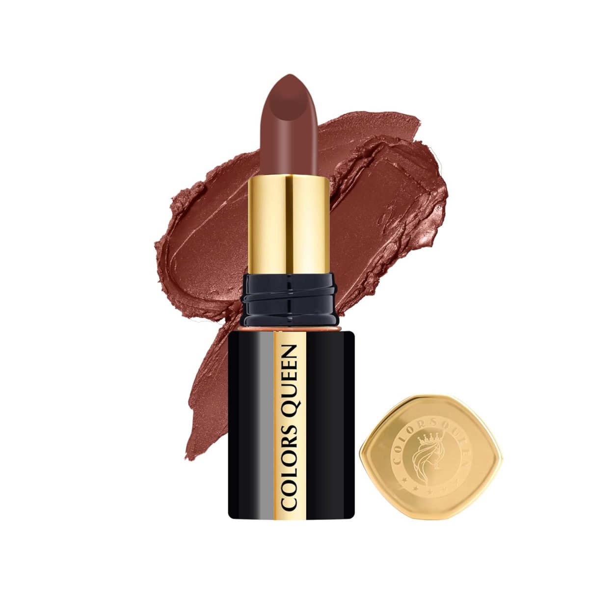 Colors Queen Luxury Matte Non Transfer Lipstick - 16 Coffee Commando, 4g | Highly Pigmented, Single Stroke Application, Ultra Matte Long Lasting | Smudge Proof & Waterproof Lipstick for Women
