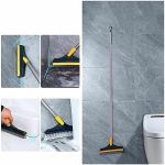 TEKCOOL 2-in-1 Bathroom Cleaning Brush with Wiper and Long Handle - 120° Rotating Floor Scrub Brush for Tiles, Kitchen, and Home Cleaning Accessories, Black, Stainless Steel - Image 7