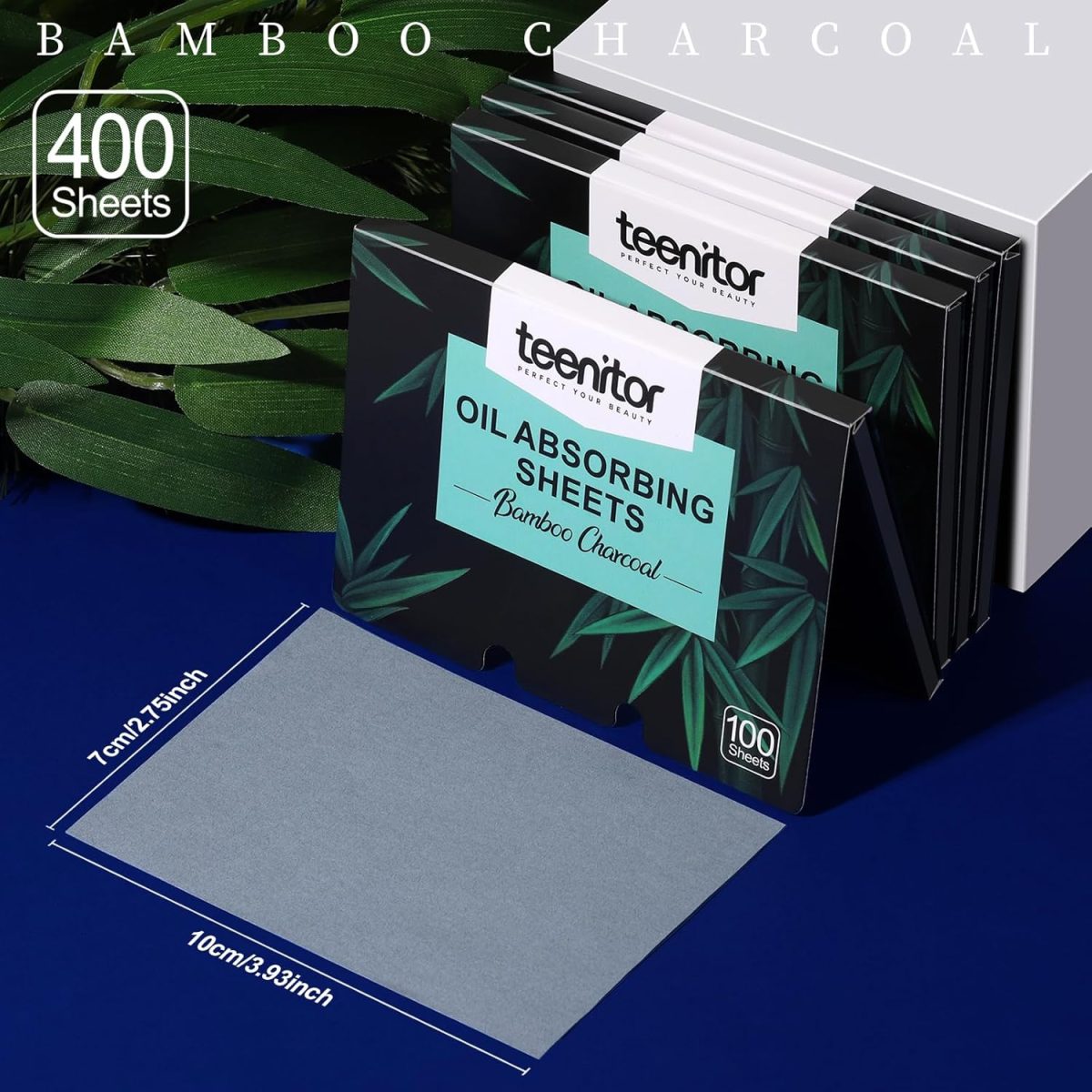 Teenitor 400 Counts Oil Blotting Papers for Face, Bamboo Charcoal Oil Absorbing Sheets for Oily Skin, Oil Blotting Sheets for Face, Oil Absorbent Pads Blotter Paper, Oil Face Wipes Large 10cmx7cm - Image 2