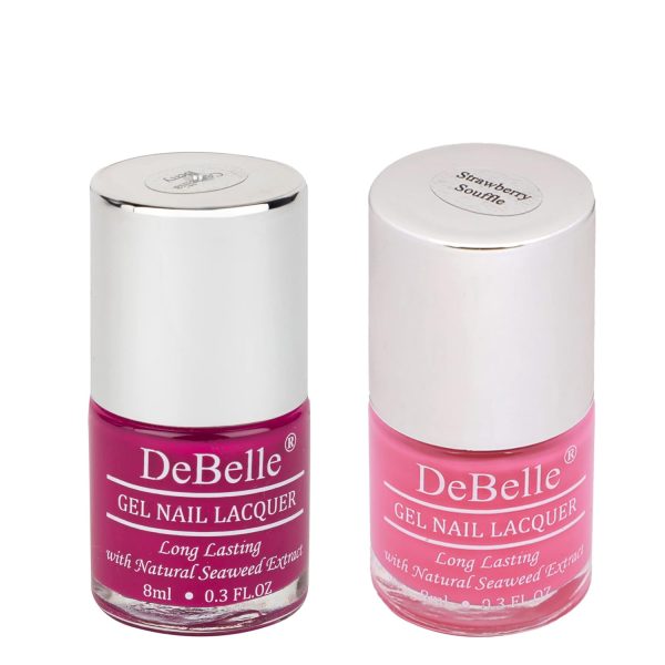 DeBelle Gel Nail Polish Gift Set of 2 Strawbery Souffle(Bubblegum Pink),Camellia Berry(Dark Mjenta) 16ml (8ml each Nail Paint)