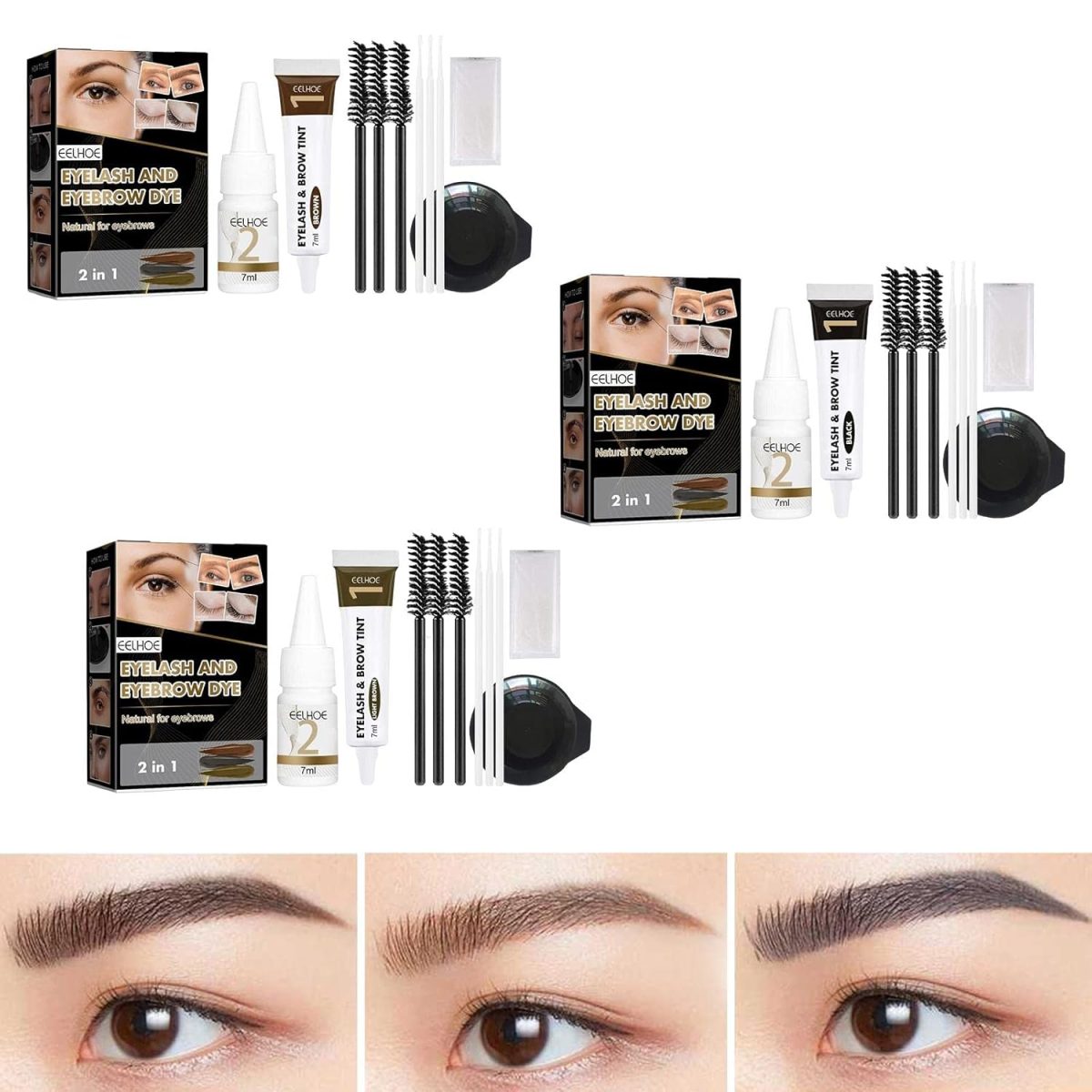 CALANDIS Professional Eyelash Eyebrow Dye Tint Gel Oil Proof Eyebrow Tinting Kit Black - Image 3
