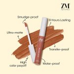 ZM Stay Matte Transfer-proof Lip Color | Matte Texture | Liquid Lipstick | Waterproof and Smudgeproof | Cruelty-free, 6 ML (Nude Sunset) - Image 5