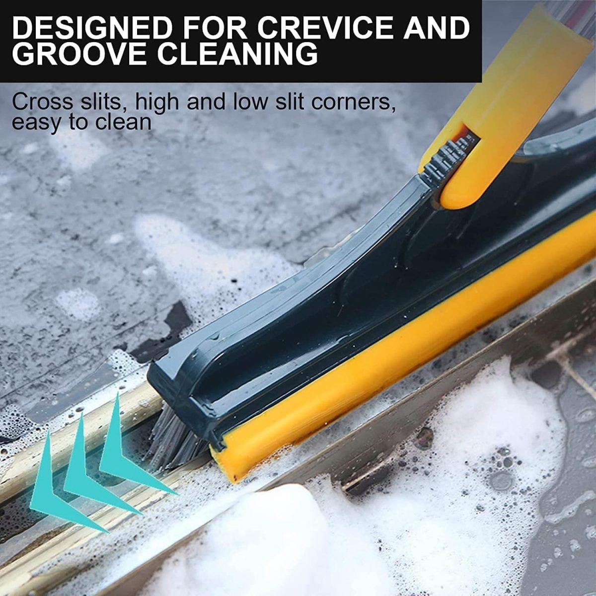 TEKCOOL 2-in-1 Bathroom Cleaning Brush with Wiper and Long Handle - 120° Rotating Floor Scrub Brush for Tiles, Kitchen, and Home Cleaning Accessories, Black, Stainless Steel - Image 9