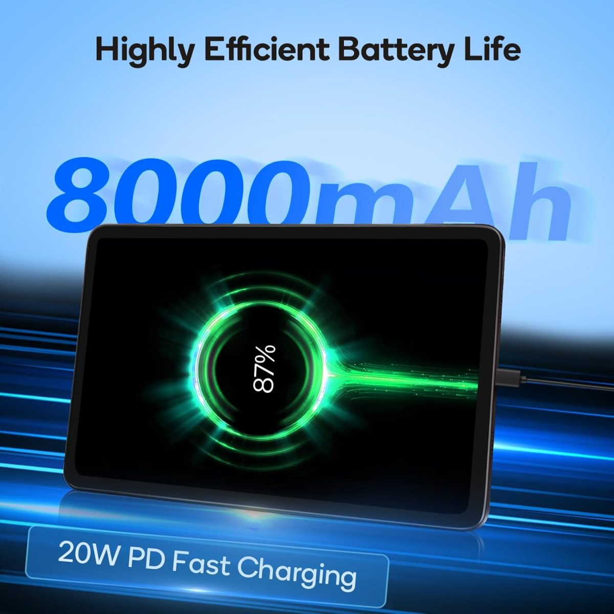 Android Tablet with Case 20 RAM + 256GB ROM, 12 Inch Tablet with 20W PD Fast Charger, 8000mAh Large Tablet, 13MP + 5MP, T616, Dual Band WiFi and Card Slots - Image 4