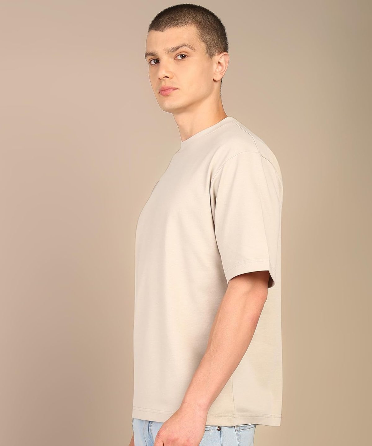 Alan Jones Clothing Men's Oversized Solid T-Shirt | Premium Heavy Fabric | Crew Neck Casual Wear - Image 2