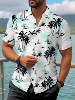 Le Pery Cotton Blend Stratchable Casual Half Sleeve Coconut Design Printed Men Shirt - Image 3