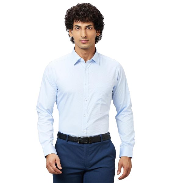 Raymond Men's Pure Cotton Structure Pattern Slim Fit Semi Cutaway Collar Full Sleeve Formal Shirt
