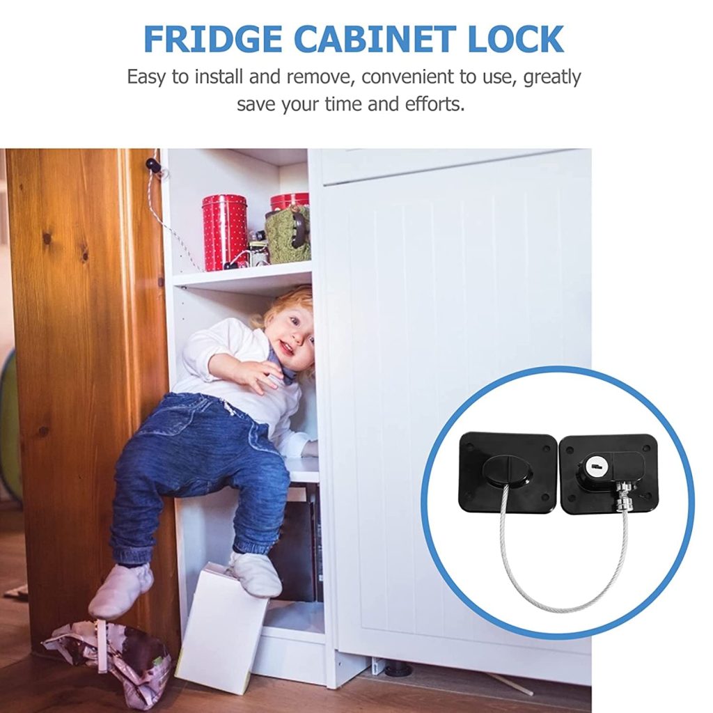 Matiko Safety Refrigerator Lock,Fridge Lock with Keys,Freezer Lock and Refrigerator Lock for Child Proof(Fridge Lock-Black 1Pack)