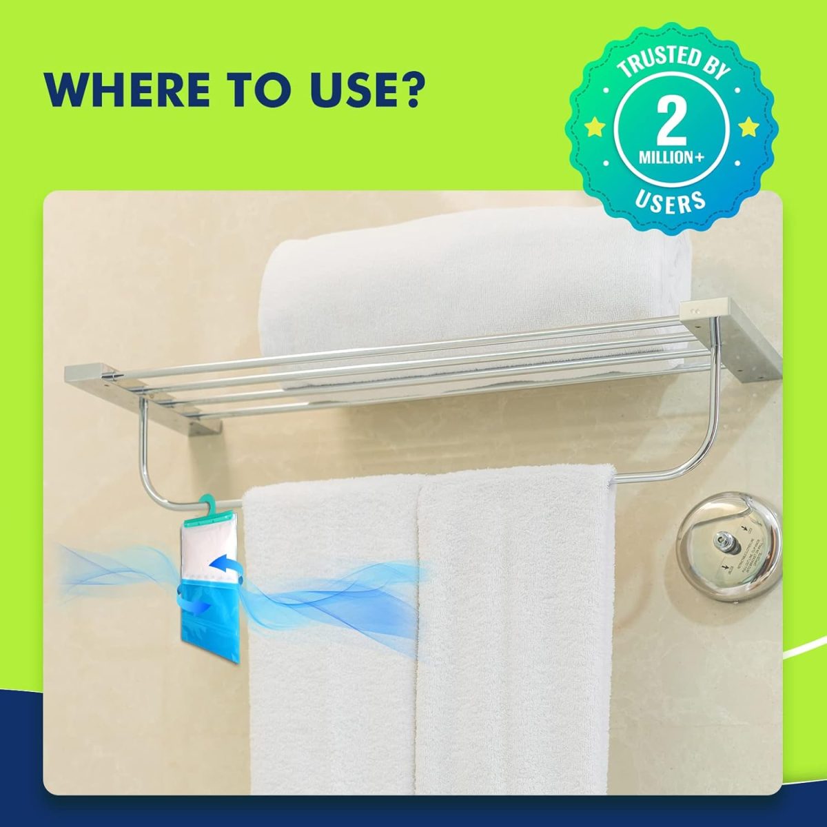 Absorbia Moisture Absorber Mountain Fresh Hanging Pouch | Pack of 3 (1000ml each) Moisture Absorber for Wardrobe | Dehumidifier for Room Moisture | Air Freshener for Room, Toilet | Moisture Absorbers - Image 3