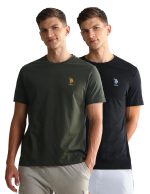 U.S. POLO ASSN. Men's Cotton Regular Fit Crew Neck Embroidered Logo I633 Lounge T-Shirt - Pack of 2