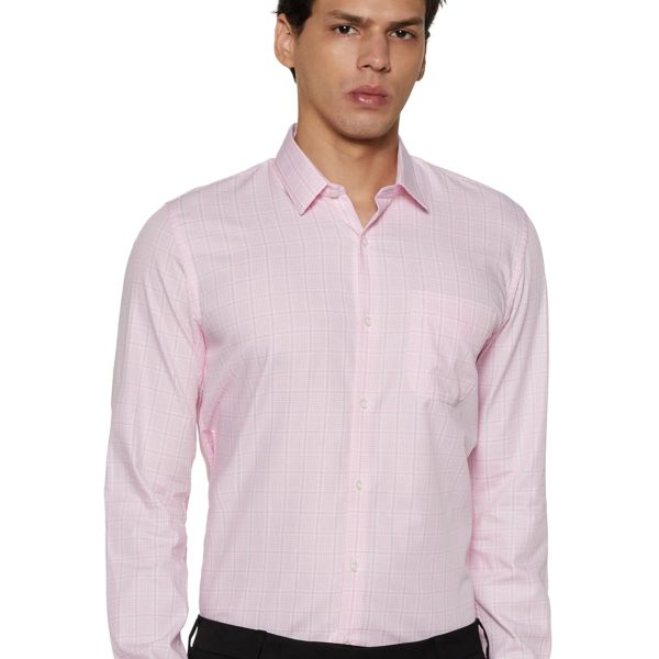 Peter England Men's Classic Sophisticated Self-Checkered Formal Slim Fit Full Sleeve Shirt | Wonder Fabric | Cotton-Rich