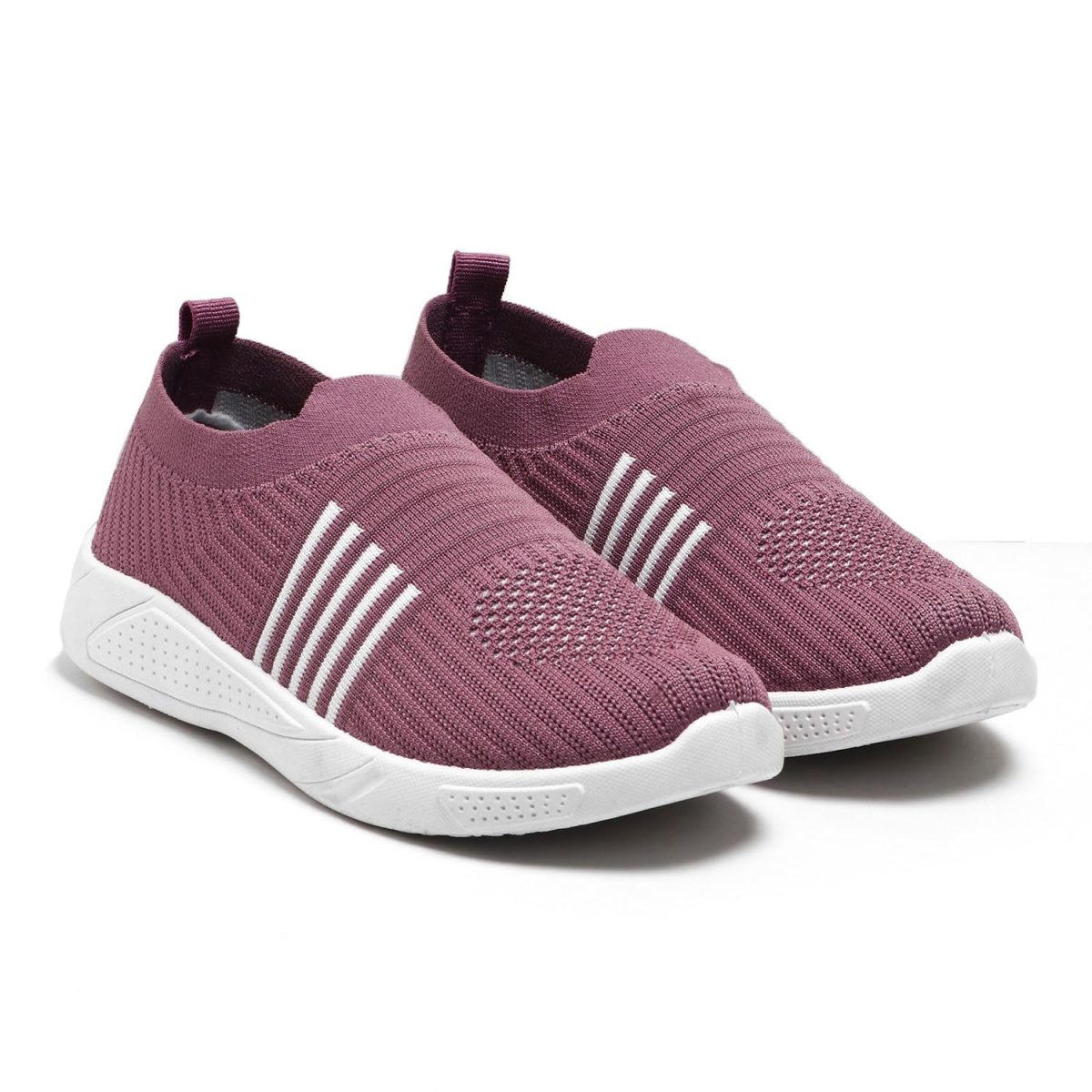 PAHNAVA Women's Slip-on Knit Walking Shoes | Breathable Lightweight Sneakers with PVC Sole | Comfortable Casual Shoes for Walking, Gym, Travel, Outdoor Use