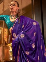 AKHILAM Women's Satin Silk Bagh Printed Saree With Unstitched Blouse(KNTKLX391001_RJ_Parent) - Image 4