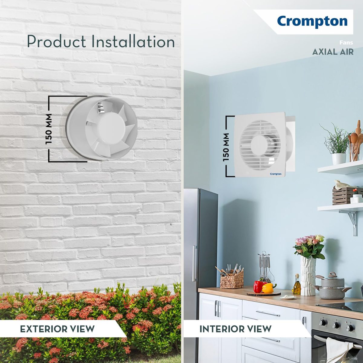 Crompton Axial Air High-Speed Plastic Exhaust/Ventilation Fan (150 mm/6 Inches, White, Pack of 1) - Image 4
