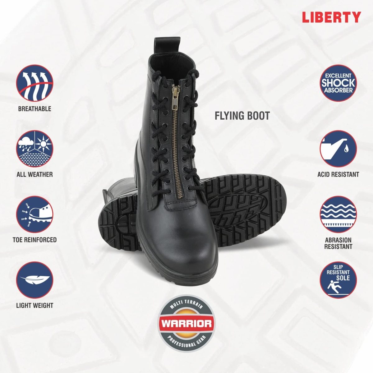 Liberty Warrior 7190-25 Flying Boots for Men, High Ankle, Hard Toe, Light Weight, Genuine Leather, Pilot Boot, Black, Sizes-5UK-10UK - Image 2