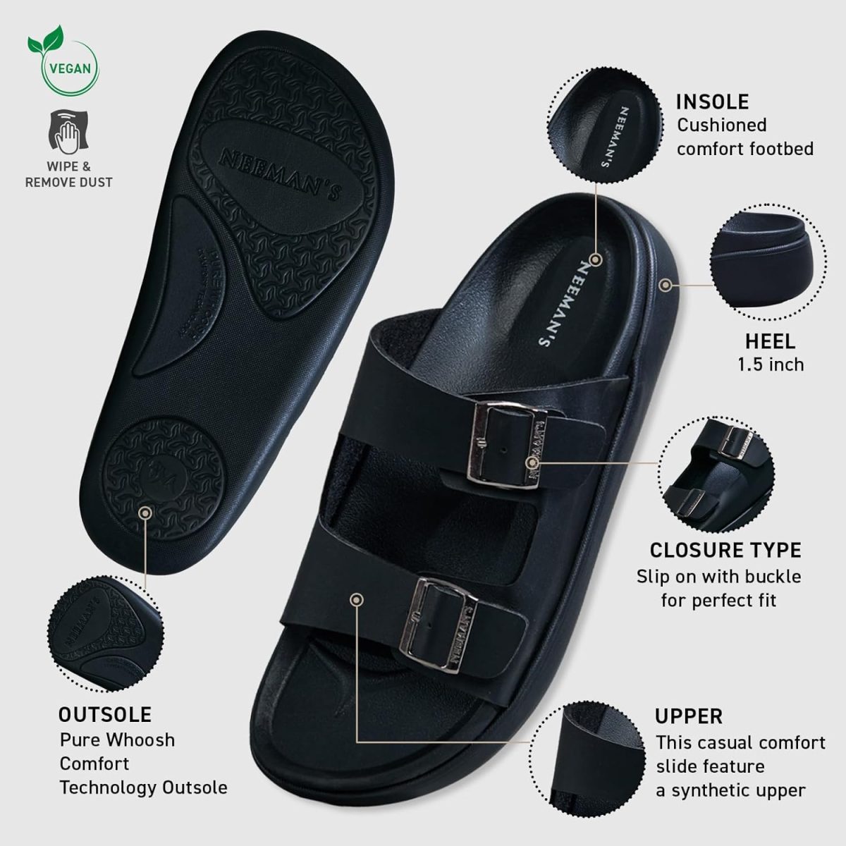Neeman's PureWhoosh Flow Sandals for Men | Double-Buckle Comfort | Lightweight, Flexible & Stylish Everyday Wear - Image 5