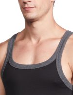 Jockey US27 Men's Super Combed Cotton Rib Square Neck Gym Vest (Shoulder Strap Color May Vary)_Black & Charcoal_L - Image 3