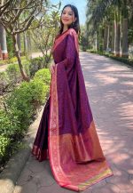 SGF11 Women's Kanjivaram Pure Soft Silk Designer Saree With Blouse Piece - Image 2