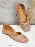 XE Looks Flat Comfortable Fancy Beige Punjabi Jutti For Women - Image 2