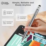 Case-Magic 2 in 1 Universal Stylus Pen with Fine Point Disc Tip+ Rubber Fiber Tip| for Smartphone/Tablet/iPad/Pro/Air/iPhone/iOS/Android/All Touch Screens| Aluminum Body (Grey) - Image 6