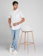 U.S. POLO ASSN. Men's Solid Cotton Linen Spread Collar Half Sleeve Shirts - Image 3