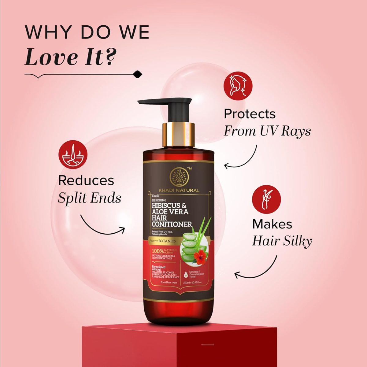 Khadi Natural Hibiscus & Aloe Vera Shampoo | SLS, Paraben Free | Strengthens Hair and Reduces Hair Fall | Suitable for All Hair Types | 310ml - Image 3