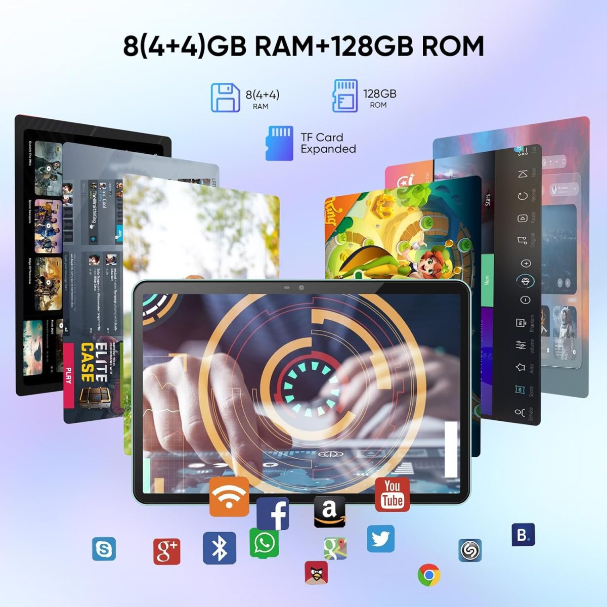 weelikeit Android Tablet, 10.1 Inch Tablet with 1280 x 800 IPS HD Touchscreen, 8GB RAM + 128GB ROM (up to 1TB), 6000mAh Battery, Wi-Fi 5G, Bluetooth 5.0, Dual Camera - Image 7