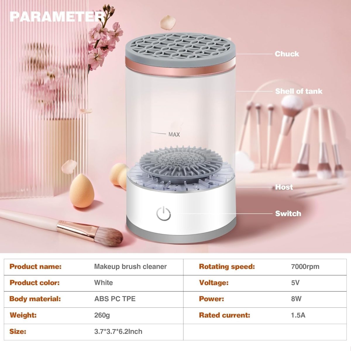 GLENOXZONE Makeup Brush Cleaner Machine New Electric Cosmetic & Painting Brush Cleaner, Automatic Spinning Makeup Deep Cleaning USB Powered Brush Cleaner Compatible with All Size Makeup Brushes - Image 3