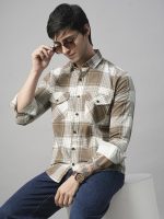 Exclusive Checked Cotton Full Sleeve Double Pocket Plaid Shirt for Men E_508 - Image 9