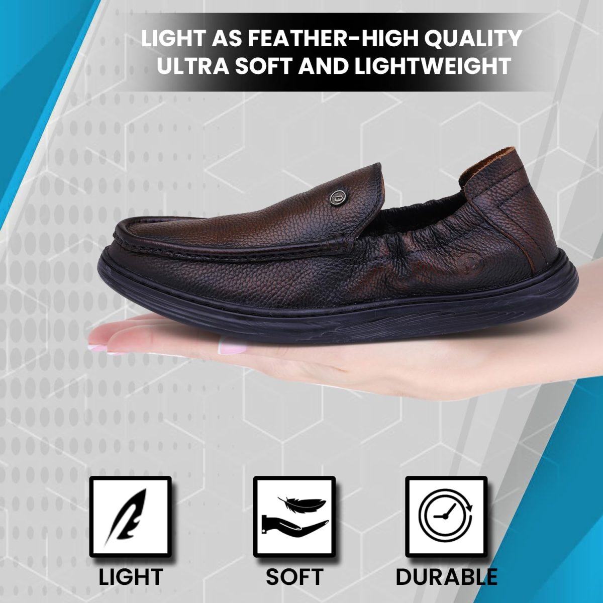 DOCTOR EXTRA SOFT Classic Genuine Leather Formal Shoes for Men with Memory Foam Cushion| Ultra Lightweight & Comfortable|Stylish & Flexible|Parties,Occasions,Office,Wedding,Casual|Black Slip On D-805 - Image 3
