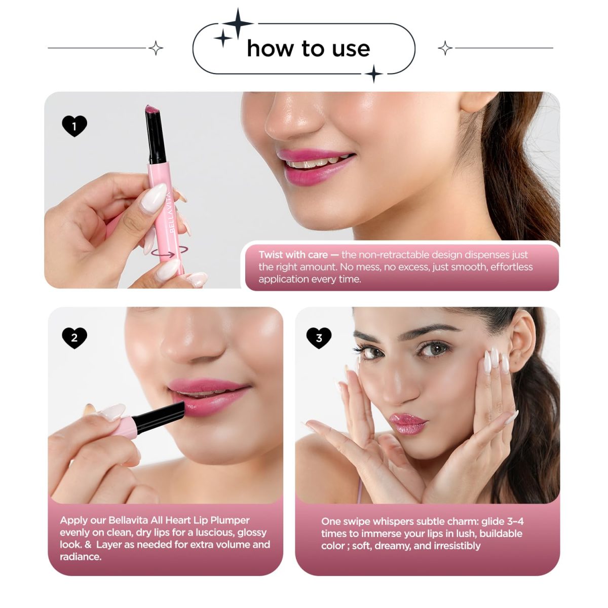 BELLAVITA All Hearts Lip Plumper | Hydrating Plumping Gloss | Natural Tint & Shine | BellaMood Tech | Paraben Free Lip Gloss | Love Struck | 1.2g - Image 5