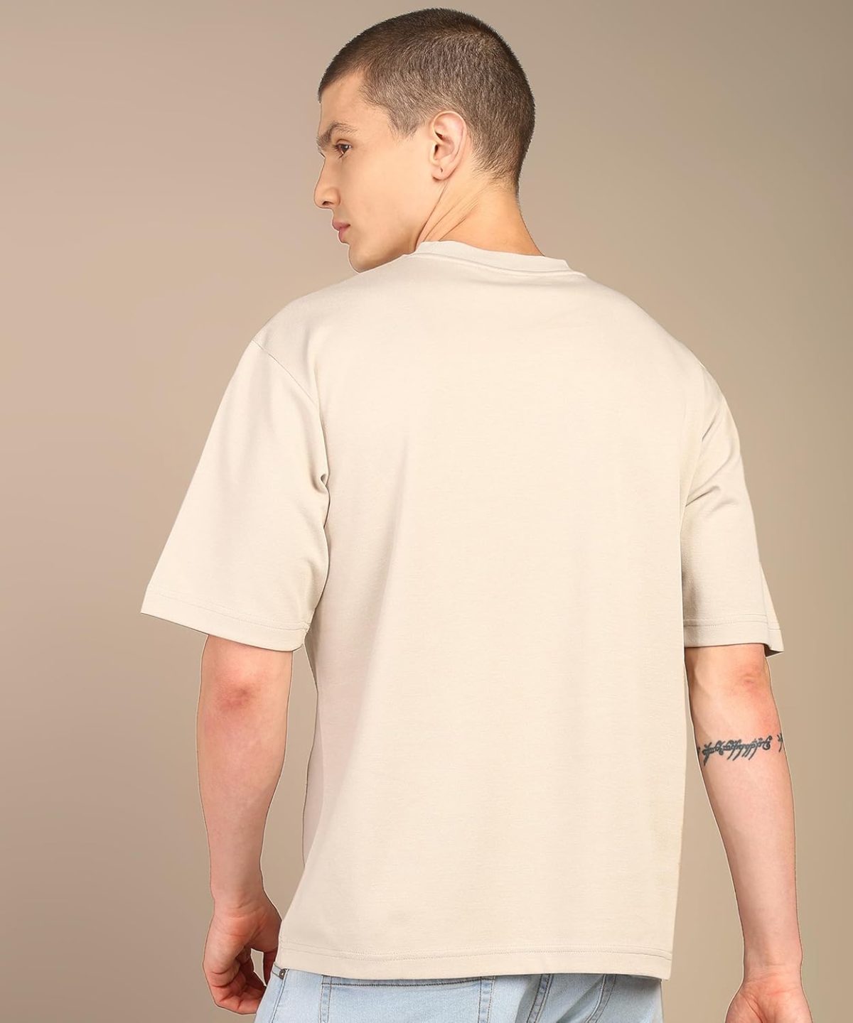 Alan Jones Clothing Men's Oversized Solid T-Shirt | Premium Heavy Fabric | Crew Neck Casual Wear - Image 4
