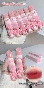 Gege Bear Tender Lip Glaze | Cute Lipstick Combo Set for Women with Glossy Finish | Pink, Brown & Nude Shades Waterproof Long Lasting | Liquid Lipgloss with Teddy Bear Case (05# Hoshino Riku, 2.5g) - Image 7