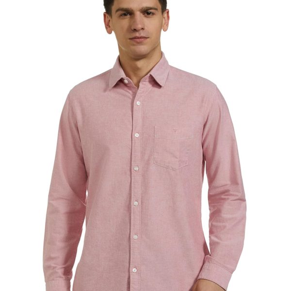 Van Heusen Men's 100% Cotton Solid Regular Fit Casual Shirt