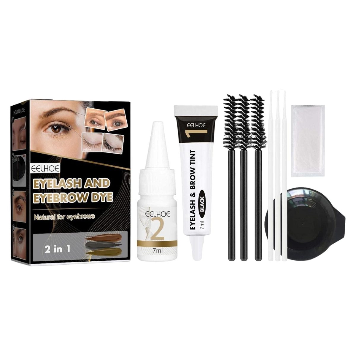 CALANDIS Professional Eyelash Eyebrow Dye Tint Gel Oil Proof Eyebrow Tinting Kit Black - Image 5