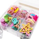 Radhu & Kabby Assorted Colourful Hair Accessories Set for Kids | Transparent Purse with Handle | Includes Mini Hair Ties, Clips, Mini-Clutchers for Easy Styling | Multicolour - Image 5