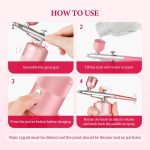 Airbrush Kit Machine with Compressor, Rechargeable Handheld Airbrush, Professional Cordless Air Brush Portable for Nail Art, Makeup, Barber, Cake Decor, Painting (Rose) - Image 7